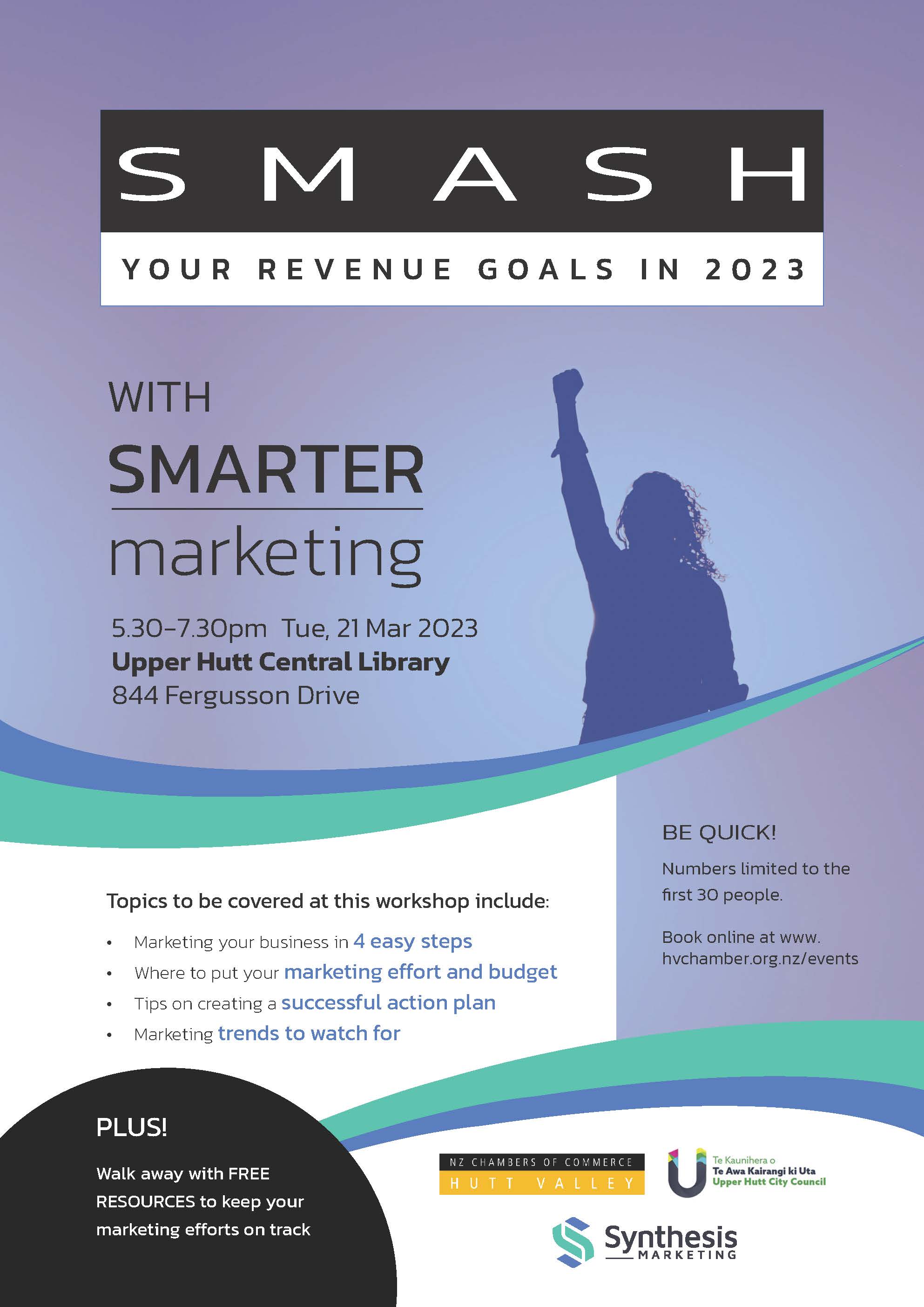 Richard and his team are delivering their first workshop of the year, Smash Your Revenue Goals In 2023 with Smarter Marketing.  Topics to be covered at this workshop include:  • Marketing your business in 4 easy steps  • Where to put your marketing effort and budget  • Tips on creating a successful action plan  • Marketing trends to watch for  Walk away with FREE RESOURCES to keep your marketing efforts on track